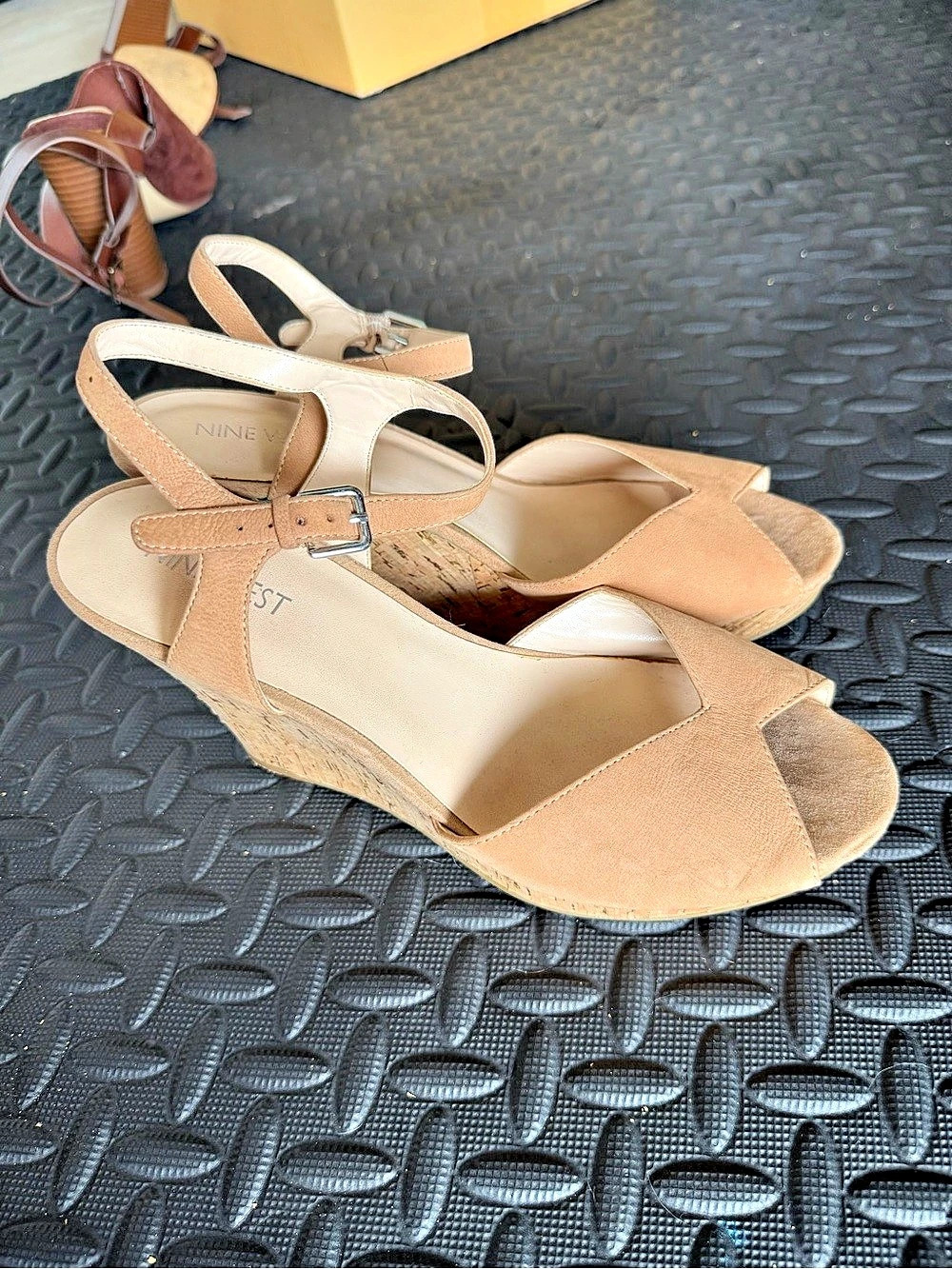 NINE WEST Tan Wedge Sandals
